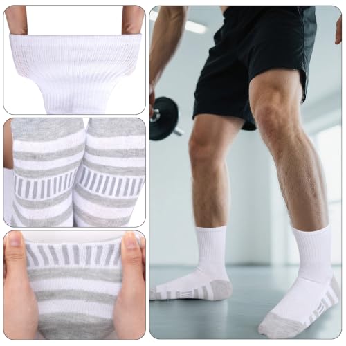Men's Athletic Crew Socks - Cushioned, Breathable, Moisture Wicking - 12 Pairs, One Size, White