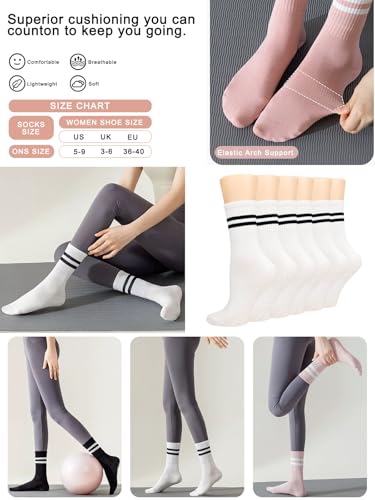 Non-Slip Pilates Socks with Grips for Women - White 3 Pack