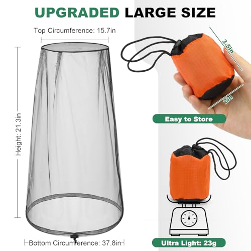 Premium Mosquito Head Nets - 2 Pack Ultra Large Bug Protection