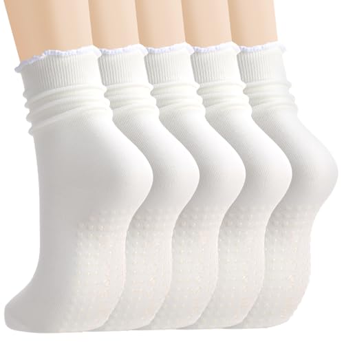 Non-Slip Yoga Socks for Women - Pilates Grip Socks - White