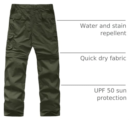Linlon Boys Scout Convertible Cargo Pants - 12 Years Army Green