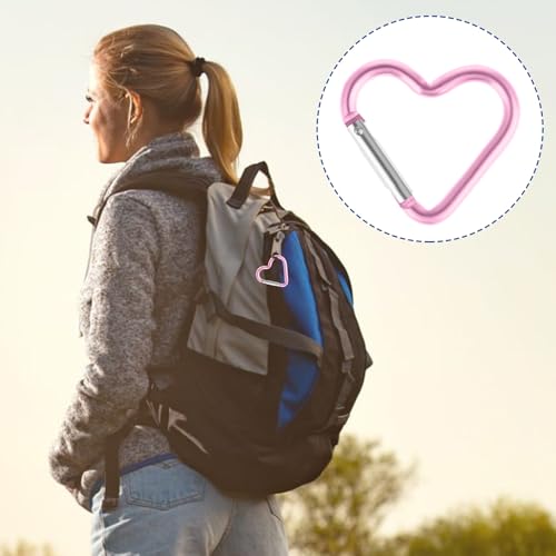 Heart Shaped Carabiner Clips - 10pcs Multicolored Aluminum Alloy Keychain