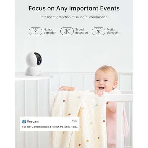 FOSCAM 3K 5MP WiFi Pet Cameras for Home Security, 2.4GHz Indoor Camera Baby Monitor with 360¡Æ Pan Tilt, 2-Way Audio, 20X Digital Zoom, Night Vision, AI Human Detection, Cloud & SD Card Storage