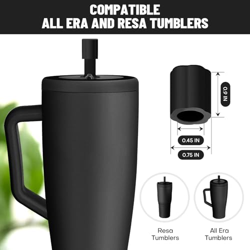 Magnetic Straw Cover - Silicone Leakproof Protector for Tumblers - Black
