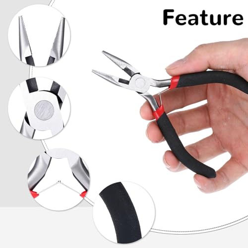 2PCS Zipper Repair Kit - Mini Needle Nose Pliers Zipper Pliers Long Nose Craft Plier, Repair Zippers Pullers End Cutting Plier for Jewelry Making, Nail Puller Tool for Carpenter