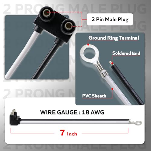 2 Prong Male Wire Pigtails for Trailer Clearance & Side Marker Lights - Pack of 4