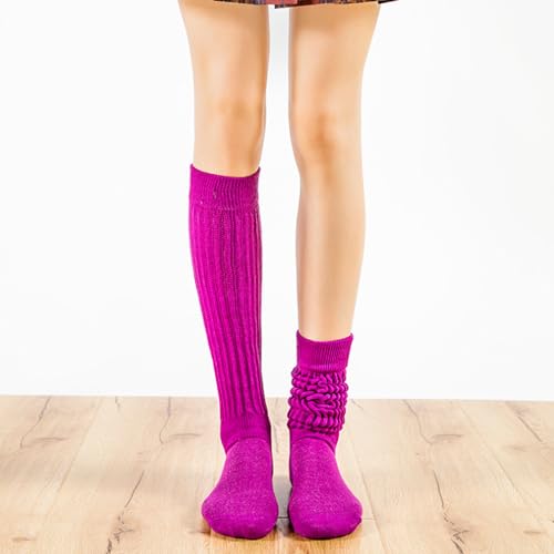 Women's Slouch Scrunch Knit Crew Socks - 5-Pack Cotton Blend - Navy