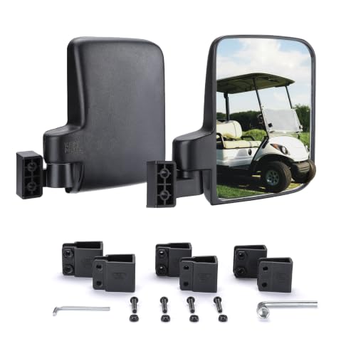 KEMIMOTO No Drilling Golf Cart Side Mirrors - Universal Rear View, Large 7.1x5.3 Inch, Adjustable & Vibration-Free