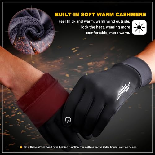 Thermal Touch Screen Gloves for Winter Sports - Non-Slip Fleece Lined