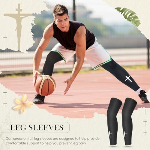 Compression Leg Sleeve - Faith Cross Design for Sports - Black