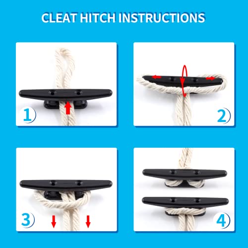 Nylon Boat Dock Cleats - 6 Inch Heavy Duty Marine Rope Tie-Downs - 4 Pack