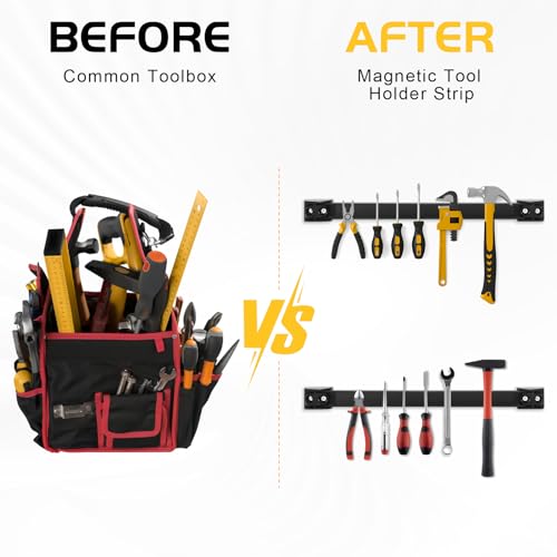 DGSL Magnetic Tool Holder Strip 5 Pack, 16 In Heavy Duty Tool Organizer Magnetic Strip, Tool Magnet Bar For Garage Tool Organization