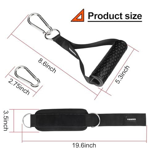 VBNING Black Ankle Straps for Cable Machines & Gym Handles Replacement Fitness Equipment