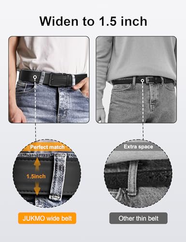 JUKMO 1.5-Inch Leather Ratchet Belt for Men, Black, Medium (36-42 inch Waist), Gift Box Included