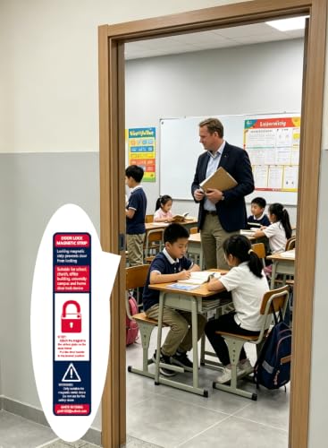 Magnetic Door Security Strip - Quick Lockdown Device, 8" x 1.77"