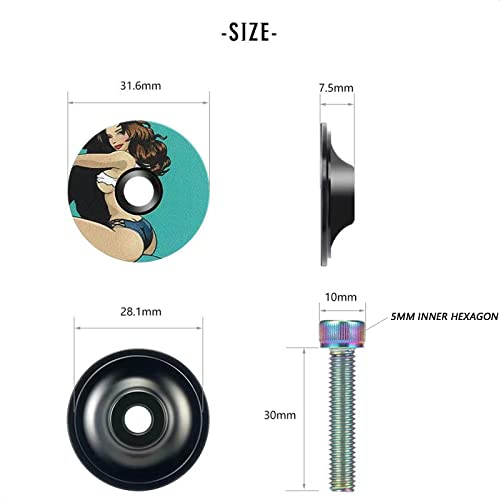 ALEOED 1-1/8 Inch Bicycle Headset Top Cap Aluminum Alloy with Titanium Bolt