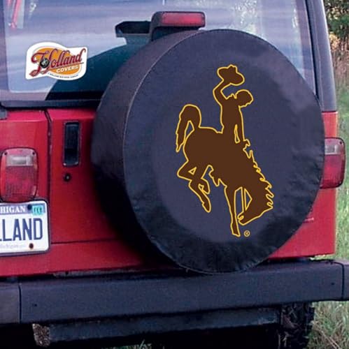 University of Wyoming Tire Cover - Size Y (32.25"x12") - Black Vinyl