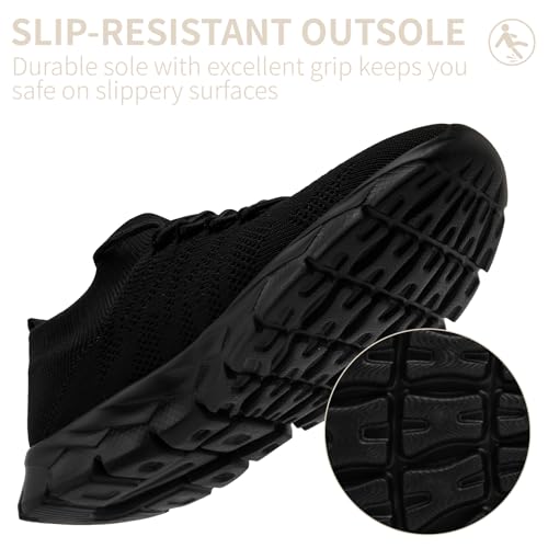 VXGGVX Men's Lightweight Running Tennis Shoes All Black 13 - Athletic Gym Sneakers