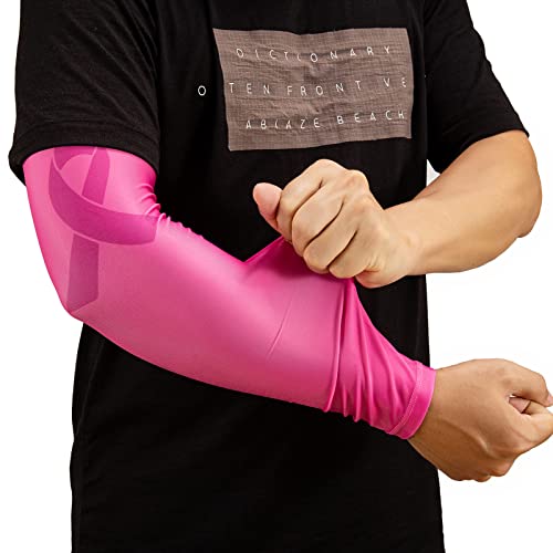 Compression Arm Sleeves - Pink - Medium Adult - 2 Pack for Sports