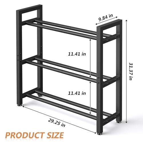 Adjustable 3-Tier Dumbbell Rack Stand - 9.84"D × 29.25"W × 31.37"H