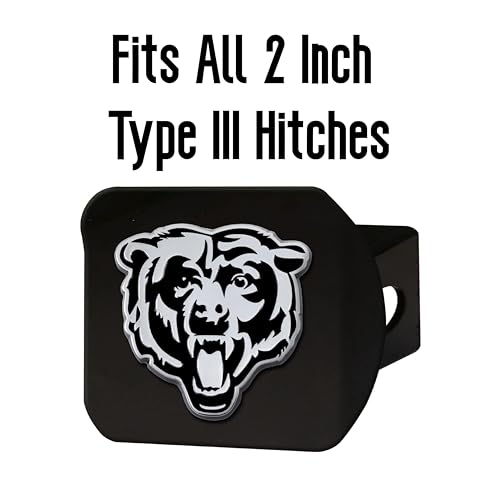 Chicago Bears Black Metal Hitch Cover with 3D Bear Logo