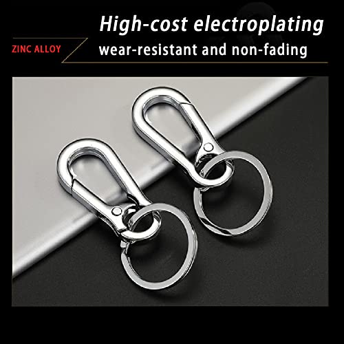 Metal Carabiner Clips Key Ring Organizer - 2 Pcs Medium Silver+Black Steel