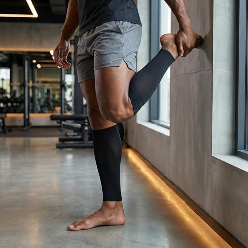 Calf Compression Sleeve for Men & Women - Short Black L (1 Pair)