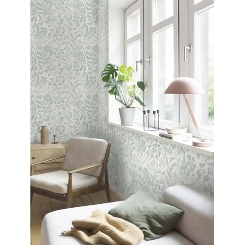 Heroad Floral Contact Paper Green Peel and Stick Wallpaper Botanical Self Adhesive Removable Stick on Wall Paper for Cabinets Drawers Waterproof Bathroom Pantry Wall Decor Vinyl Roll 17.3''x78.7''