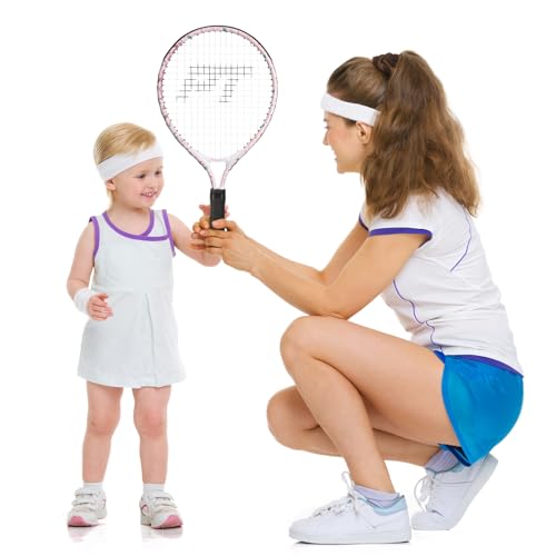 Kids Tennis Racket for Baby Girls & Boys - 17 inch Toddler Tennis Racket, Includes 420D Nylon Shoulder Strap Bag (Unicorn Pink)
