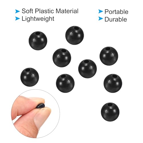 Fishing Beads - Black Soft Plastic Round 6mm Bait Eggs with Box