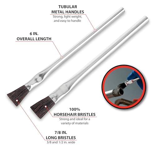 Performance Tool W1147 6" Acid Brush Set (2 Pieces) - Disposable, Horsehair Bristles, Sturdy Metal Handles