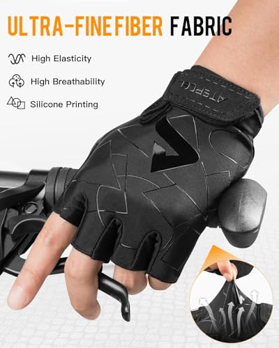 ATERCEL Black Large Cycling Gloves for Men Women - Bike, Workout, Gym & Training