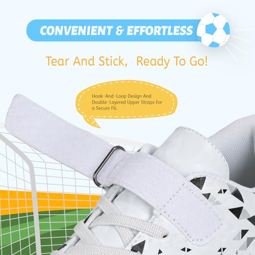 ZVC Kids Soccer Cleats Boys Girls Youth Football Shoes White 2 Little Kid