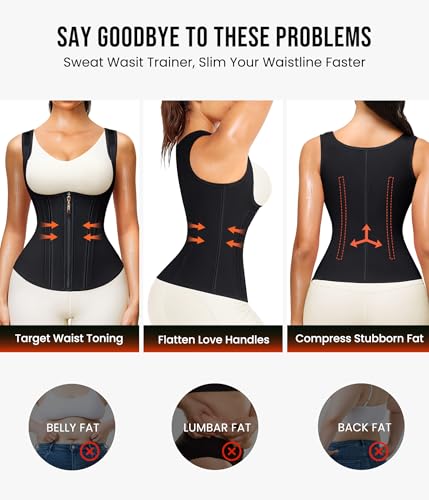 Waist Trainer Sauna Suit Sweat Vest for Women - Black, Medium