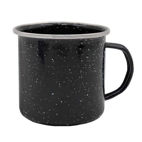 12oz Black Enamel Coffee Mug - Impact Resistant & Dishwasher Safe