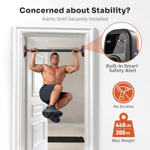 Sportneer Heavy-Duty Pull Up Bar for Doorway with Safety Alert System