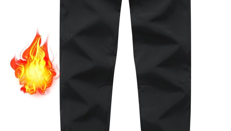 XiaoLongRen Men Fleece Lined Warm Hiking Pants Thermal Winter Ski Sweatpants(MenMenSkiPants33822Black34)