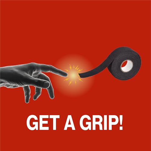 Grip Tape 2 Pack - Sweat Resistant Cloth Tape for Sports & Tools - Black