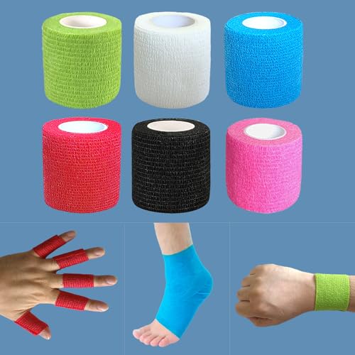 2 Inch Self-Adhesive Bandage Wrap - 6 Pack, 6 Colors