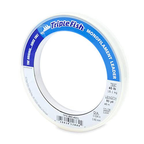 Monofilament Fishing Leader - Clear, 40lb Test, 50yd