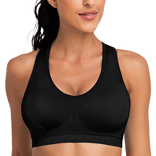 Racerback Sports Bra for Women - High Impact Workout Top with Removable Pads