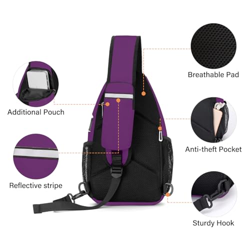 MOSISO Plum Sling Backpack with USB Charging Port & Multiple Pockets - Travel & Hiking Crossbody Bag