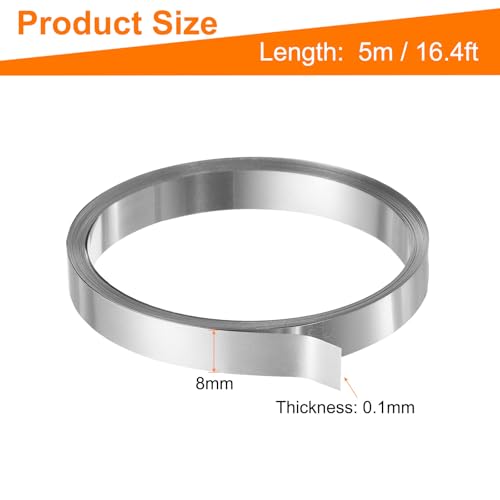 HARFINGTON Pure Nickel Strip 0.1 x 8mm 16.4ft 99.6% Nickel Solid Pure Nickel Strips for Lithium Battery Packs Car Nickel Solder Tap for Cell Battery Pack Spot Welding and Soldering