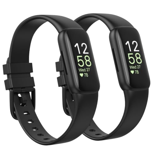 Waterproof Fitbit Inspire 3 Bands - Black/Black, Large 7.1"-8.7"