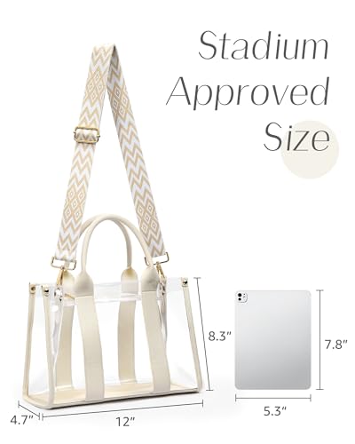 BS-VOG Clear Tote Bag for Women - Beige Stadium Event Carryall