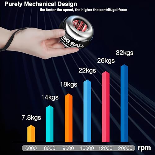 Weighted Gyro Ball Trainer with Light - Silver Torque Ball for Wrist & Forearm Strengthening