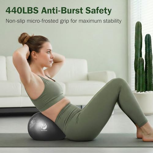 9 Inch Anti-Burst Small Exercise Ball - Black for Pilates & Yoga