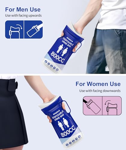 ANWOLA 12 Pack Blue Disposable Urine Bags with Handle 800ml Travel Urinal for Men Women Kids