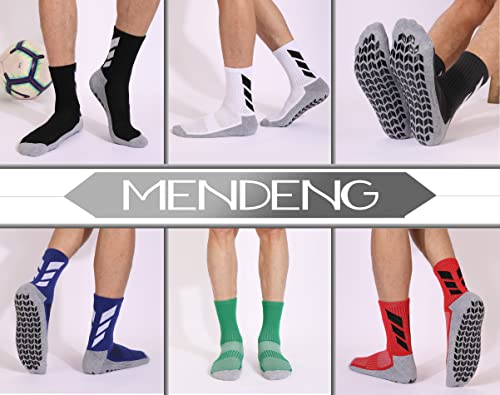 Non-Slip Grip Socks for Men - Soccer & Hospital Use - Size 6-12 - White