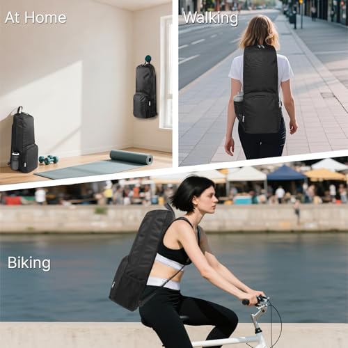 Yoga Mat Bag Carrier Backpack with Multi Pockets - Black